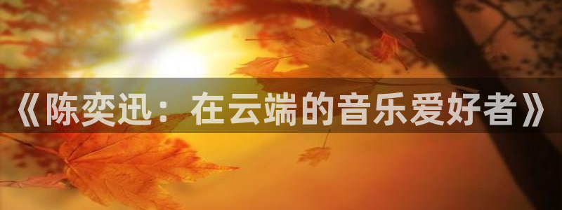 彩客网体育注册：《陈奕迅：在云端的音乐爱好者》